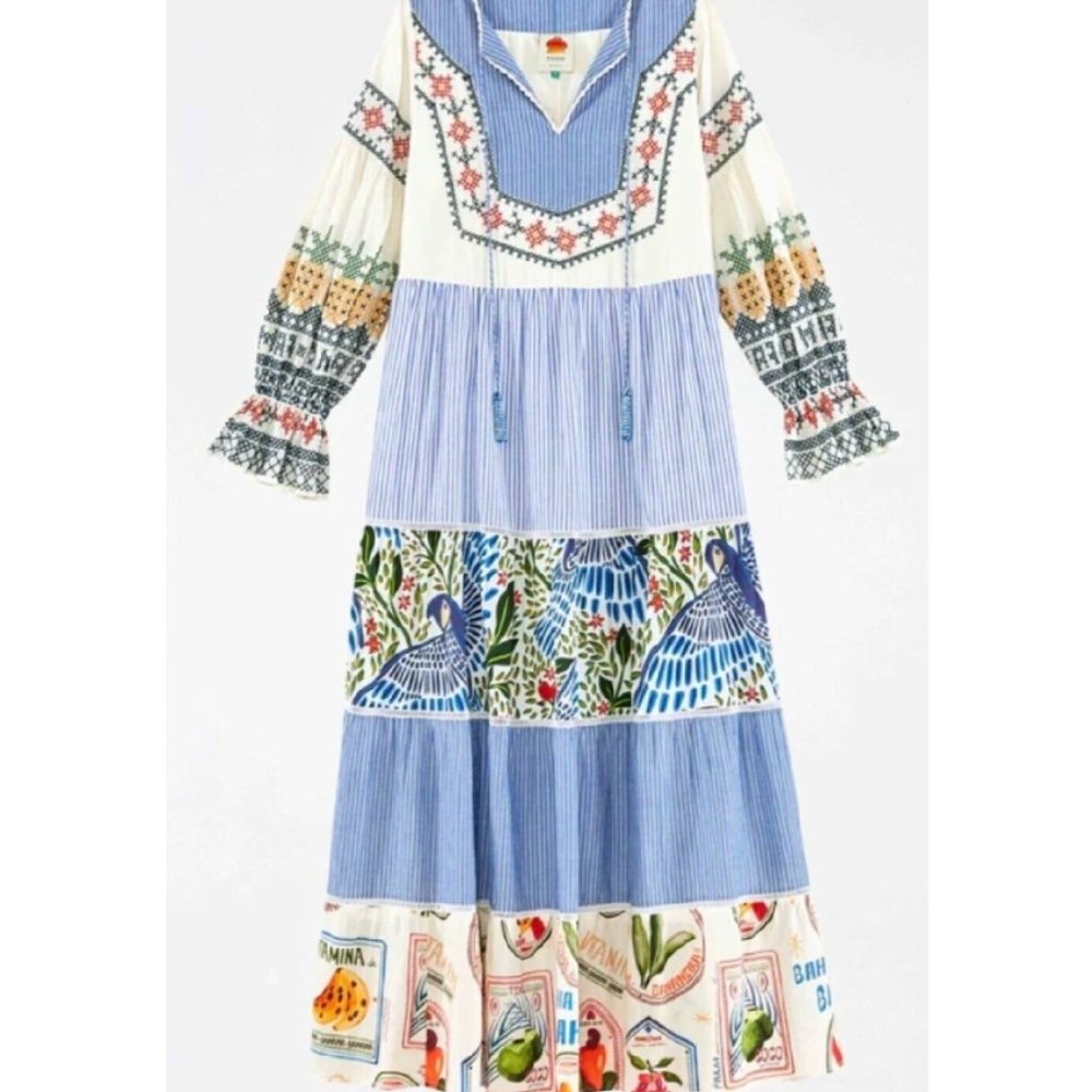 Farm Rio Pineapple Beach Maxi Dress Tropical Summer Maximalist - Picture 3 of 16